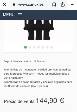 Alfombrillas Vito Clase V W447 Nuevas 9 plazas