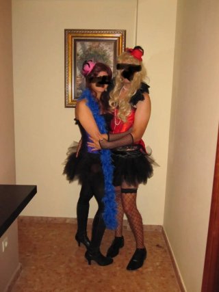 Disfraz Cabaret Morado y Rojo Talla M y L