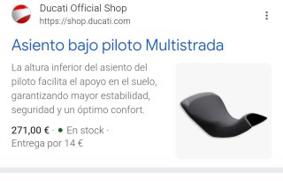 Asiento bajo Ducati Multistrada 1260
