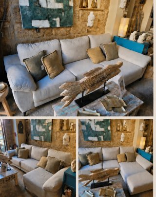 Sofá modular beige y marrón