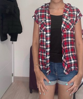 Camiseta cuadros roja talla S
