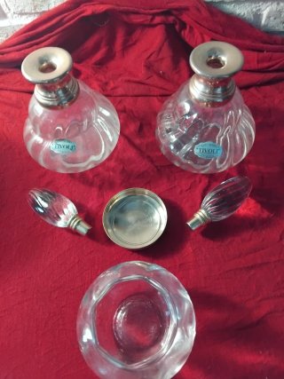 Conjunto Vintage Tocador Cristal y Metal