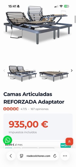 Cama articulada reforzada doble