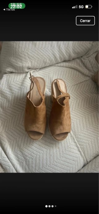 Zapatos de mujer tacón abierto marrones talla 39