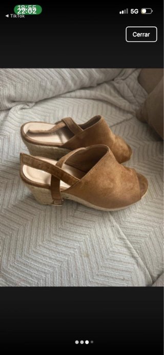 Zapatos de mujer tacón abierto marrones talla 39