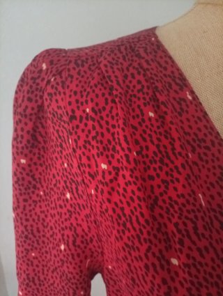 Vestido Zara Rojo Lunares Negros Talla S