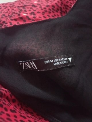 Vestido Zara Rojo Lunares Negros Talla S