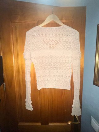 Cárdigan Zara Beige Encaje Manga Larga