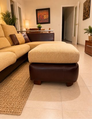 Sofá rinconera chaise longue + puf