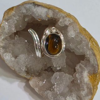 Anillo Ojo de Tigre Plata 925 Ajustable