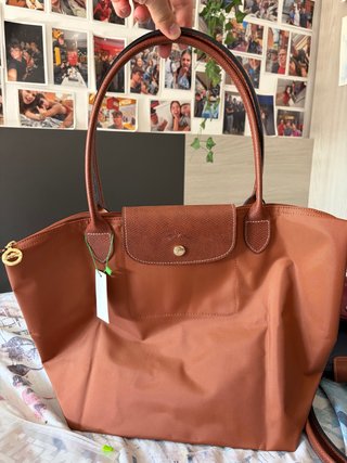 Bolso marrón de piel y lona nuevo