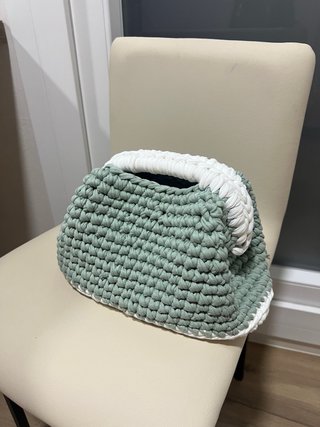 Bolso Crochet Turquesa y Blanco Hecho a Mano