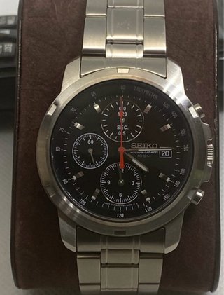 Seiko Cronógrafo Negro/Plateado