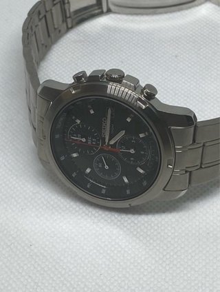 Seiko Cronógrafo Negro/Plateado