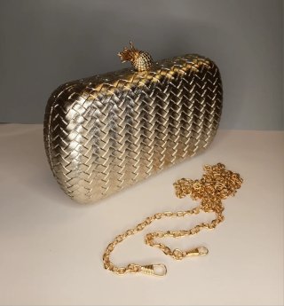 Bolso fiesta piel trenzada cierre piña
