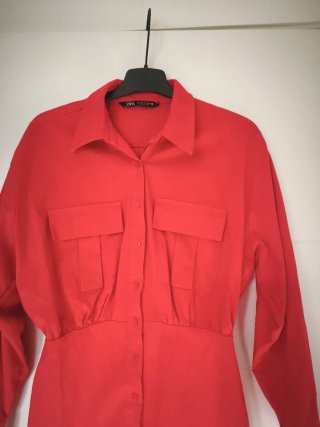 Vestido camisero Zara rojo, Talla S