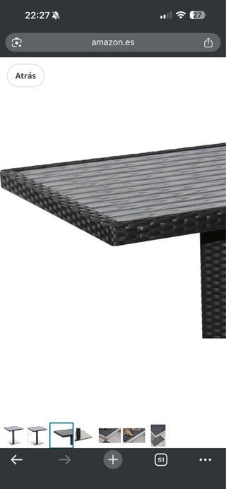 Mesa Alta Terraza Ratán y Metal