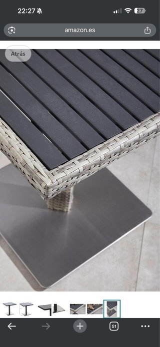 Mesa Alta Terraza Ratán y Metal