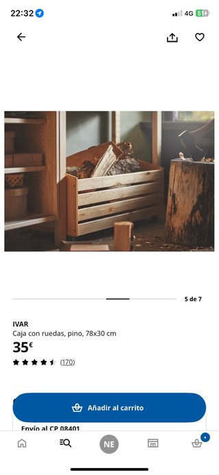 Caja IVAR con ruedas de madera, nuevo en su caja