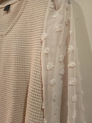 Jersey SHEIN manga abullonada beige
