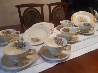 Juego de té porcelana antiguo 6 personas