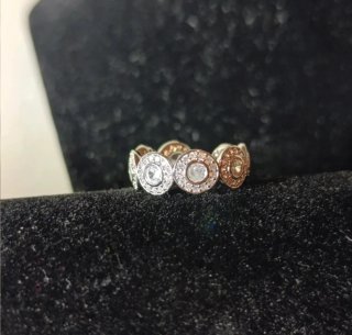 Anillo Abierto Baño Oro Blanco Circonitas Talla 7