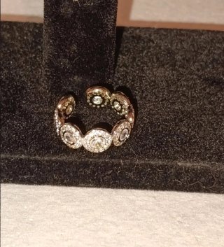 Anillo Abierto Baño Oro Blanco Circonitas Talla 7