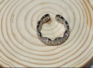 Anillo Abierto Baño Oro Blanco Circonitas Talla 7