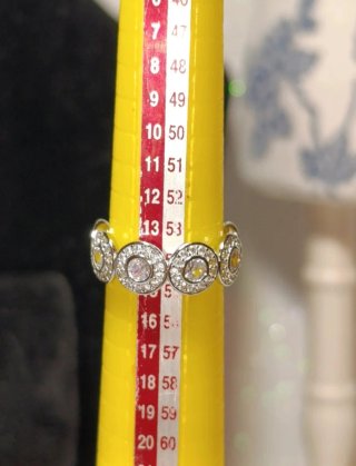 Anillo Abierto Baño Oro Blanco Circonitas Talla 7