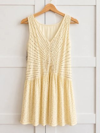 Vestido Zara Talla M Beige Lentejuelas