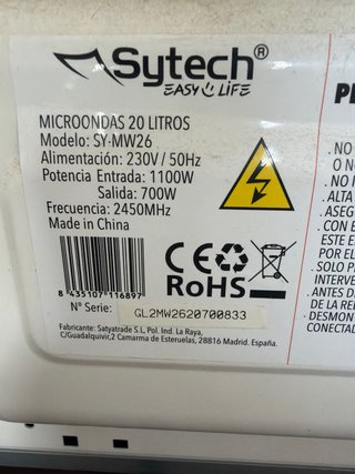 Microondas Sytech 20L - 1100W