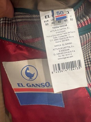 Americana El Ganso cuadros Talla 50