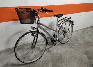 Bicicleta de paseo plata.