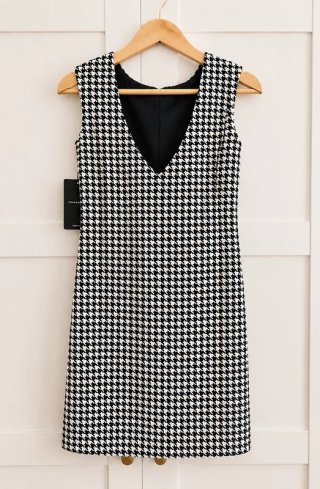 Vestido Zara Negro Blanco Talla M