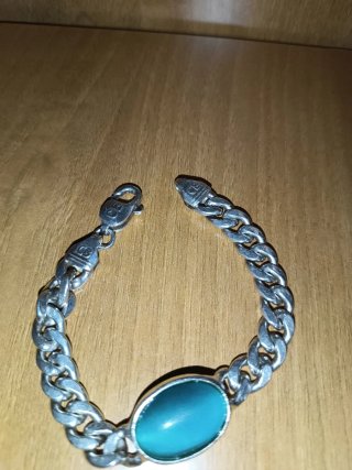 Bracciale unisex maglia groumette con pietra