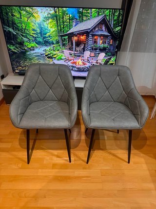 Juego de 2 sillas de comedor cuero sintético,