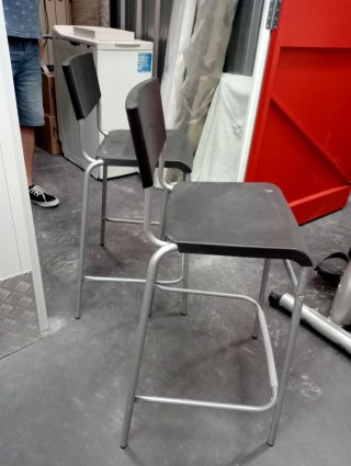Taburete Cocina PVC Negro y Plata