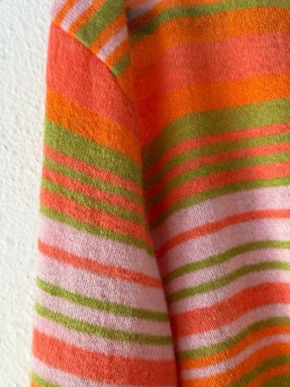 Cárdigan Zara Rayas Naranja Rosa Talla L