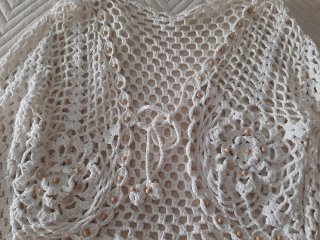 Chaqueta Crochet Blanca Perlas