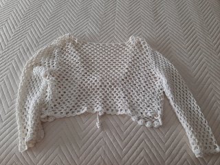 Chaqueta Crochet Blanca Perlas