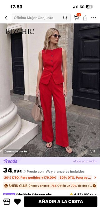 Traje BIZCHIC dos piezas rojo