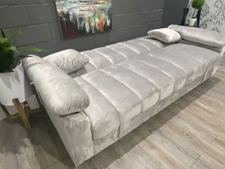Sofá Cama Gris Terciopelo con Arcón