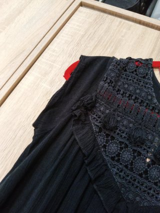 Blusa bohemia hippie ganchillo negra talla única