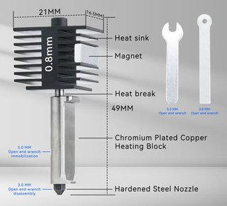 Hotend 0.4mm Aço Endurecido Bambu Lab