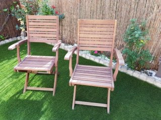 6 Sillas de exterior madera teca plegables.