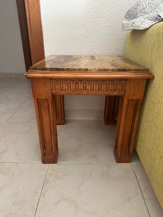 Juego 2 Mesas Auxiliares Mármol y Madera