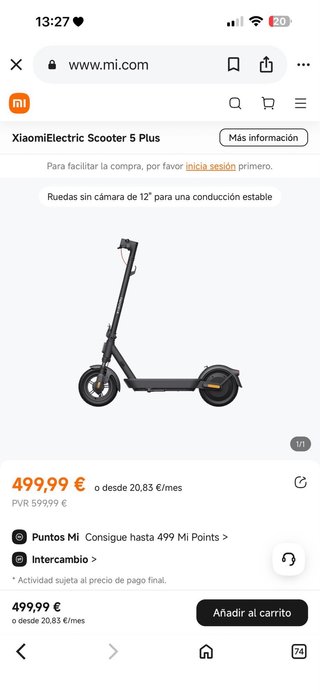 Patinete Eléctrico Xiaomi 5 Plus Nuevo