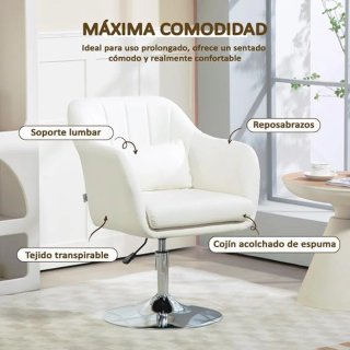 Butaca HOMCOM blanca giratoria ajustable