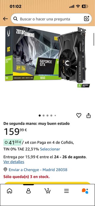 Zotac GeForce GTX 1650 4GB Tarjeta Gráfica