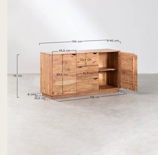Aparador Acacia Rectangular 140x40 cm